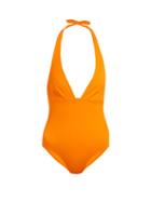 Matchesfashion.com Talia Collins - The Hold Up Halterneck Swimsuit - Womens - Orange