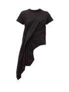 Matchesfashion.com Marques'almeida - Asymmetric Draped Cotton T Shirt - Womens - Black