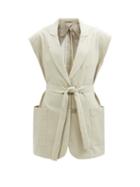 Raey - Sleeveless Slash-back Cotton Belted Jacket - Womens - Beige