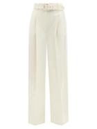 Matchesfashion.com Zimmermann - Botanica Wool-blend Twill Wide-leg Trousers - Womens - Ivory