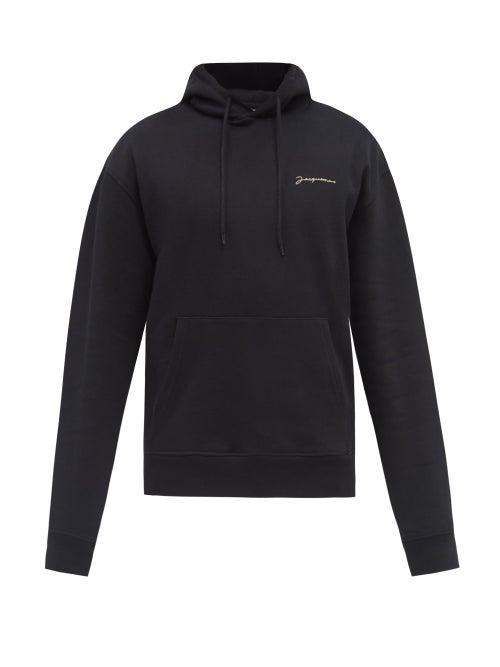 Mens Rtw Jacquemus - Logo-embroidered Organic-cotton Hooded Sweatshirt - Mens - Black