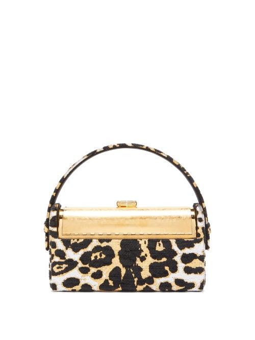 Matchesfashion.com Bienen-davis - Rgine Metallic Brocade Minaudire Clutch - Womens - Leopard