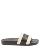 Mens Shoes Frescobol Carioca - Logo-embossed Striped Faux-leather Slides - Mens - Black White