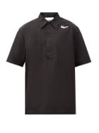 Jil Sander - Chevron-patch Cotton-poplin Short-sleeved Shirt - Mens - Black
