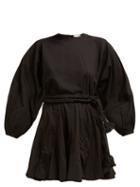 Matchesfashion.com Rhode Resort - Ella Flared Cotton Poplin Dress - Womens - Black