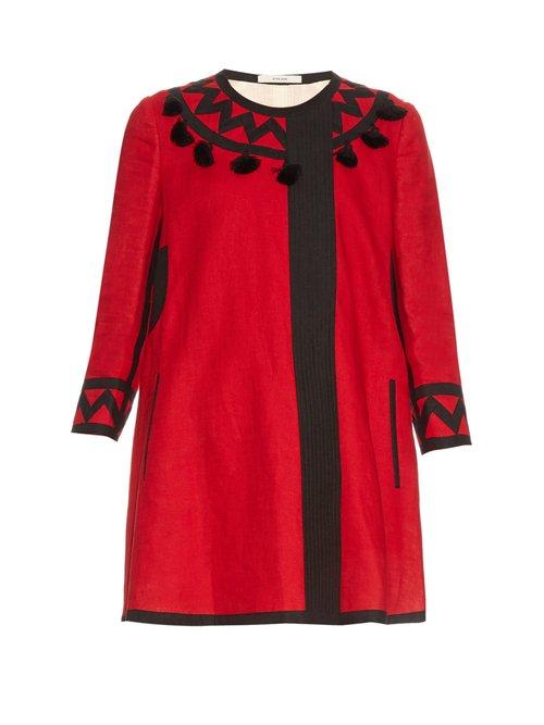 Matchesfashion.com Vita Kin - Mira Tassel Embellished Linen Coat - Womens - Red