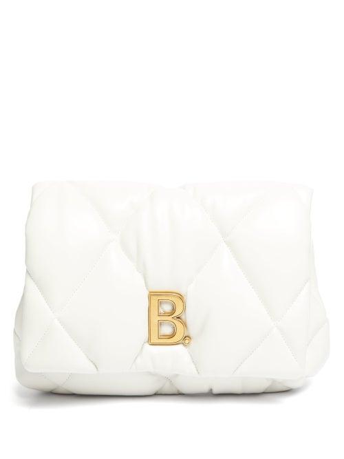Matchesfashion.com Balenciaga - Touch B-plaque Medium Quilted-leather Clutch Bag - Womens - White