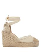Matchesfashion.com Castaer - Catalina 80 Canvas & Jute Espadrille Wedges - Womens - Cream