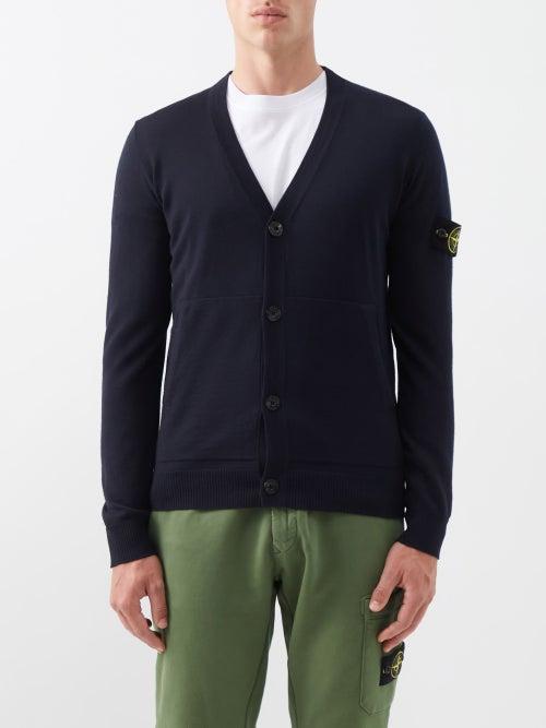 Stone Island - Logo-patch Wool Cardigan - Mens - Black