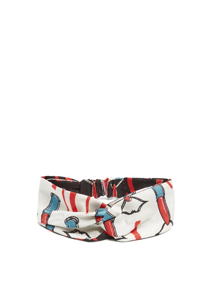 Valentino Lipstick-print Silk-twill Headband