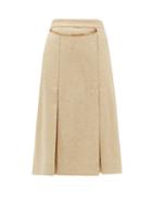 Matchesfashion.com Victoria Beckham - Belted High-rise Silk-blend Tweed Skirt - Womens - Cream