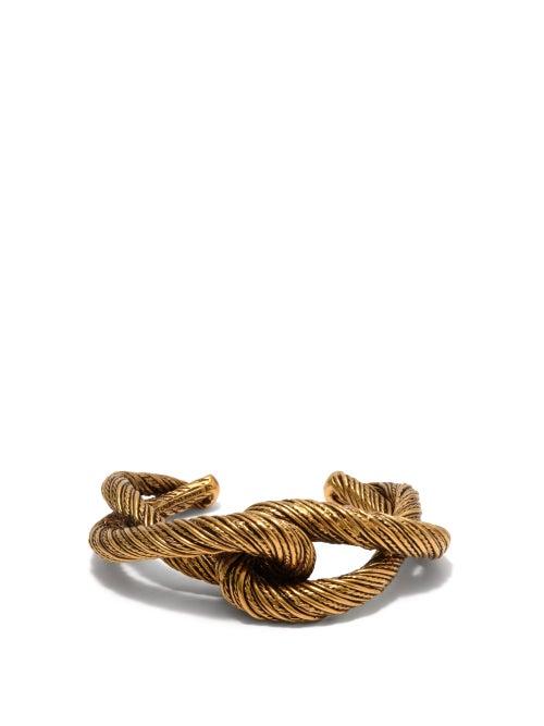 Matchesfashion.com Saint Laurent - Twisted Interlocking Cuff - Womens - Gold