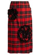 Matchesfashion.com Simone Rocha - Lace Trimmed Rosette Georgette Midi Skirt - Womens - Red
