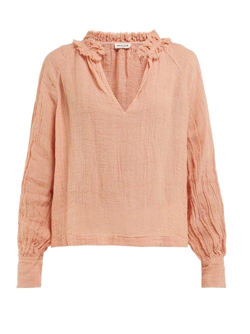 Matchesfashion.com Masscob - Morant Slubbed Linen Blend Blouse - Womens - Light Orange