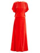 Matchesfashion.com Valentino - Round Neck Velvet Gown - Womens - Coral