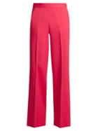 Matchesfashion.com Oscar De La Renta - High Rise Wide Leg Stretch Cady Trousers - Womens - Pink