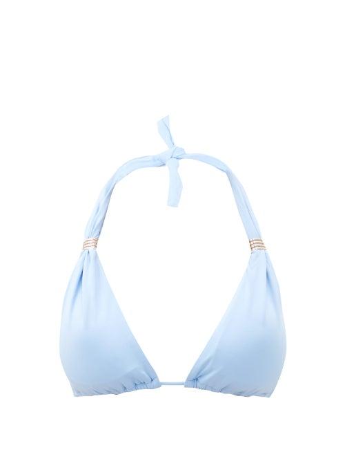 Matchesfashion.com Melissa Odabash - Grenada Ruched Jersey Bikini Top - Womens - Light Blue