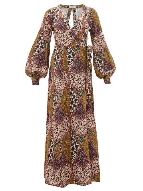 Matchesfashion.com The Upside - Kate Poppy Clash-print Canvas Wrap Dress - Womens - Green Multi