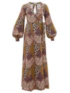 Matchesfashion.com The Upside - Kate Poppy Clash-print Canvas Wrap Dress - Womens - Green Multi