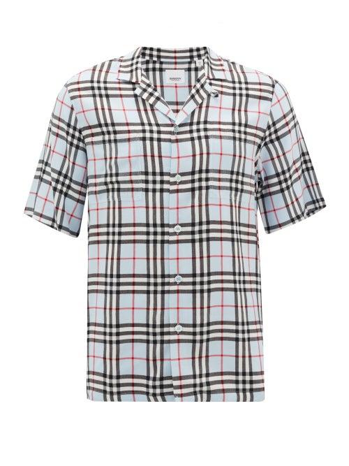Matchesfashion.com Burberry - Raymouth Vintage-checked Twill Shirt - Mens - Light Blue