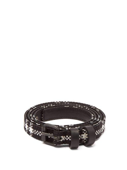 Matchesfashion.com Haider Ackermann - Check Jacquard Leather Belt - Womens - Black