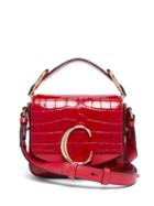 Matchesfashion.com Chlo - The C Mini Crocodile Effect Leather Cross Body Bag - Womens - Red