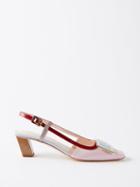 Roger Vivier - Belle Viver Dec 45 Leather Slingback Pumps - Womens - Pink Multi