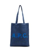 A.p.c. - Lou Logo-print Denim Tote Bag - Womens - Light Blue
