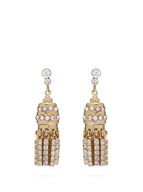 Matchesfashion.com Etro - Crystal Embellished Tassel Earrings - Womens - Gold