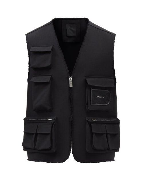 Givenchy - Cargo-pocket Wool-blend Dobby Gilet - Mens - Black