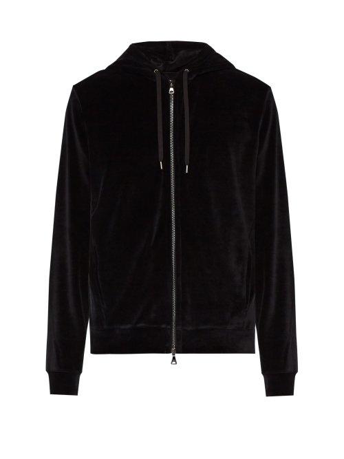 Matchesfashion.com Derek Rose - Nico Velour Hooded Sweatshirt - Mens - Black