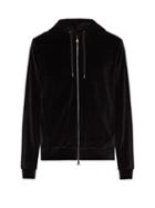 Matchesfashion.com Derek Rose - Nico Velour Hooded Sweatshirt - Mens - Black