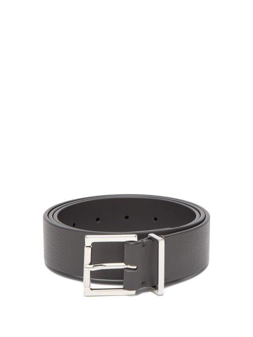 Matchesfashion.com Maison Margiela - Square Buckle Leather Belt - Mens - Dark Grey