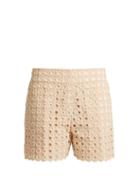 Matchesfashion.com Chlo - Embroidered Eyelet Cotton Blend Shorts - Womens - Light Pink