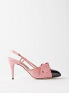 Gucci - Agata Bow Patent-toe Leather Slingback Pumps - Womens - Pink