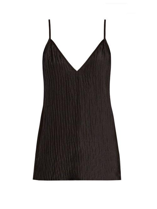 Matchesfashion.com Raey - V Neck Crinkled Silk Cami Top - Womens - Black