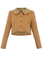 Matchesfashion.com Batsheva - Peter Pan Collar Cotton Corduroy Jacket - Womens - Brown