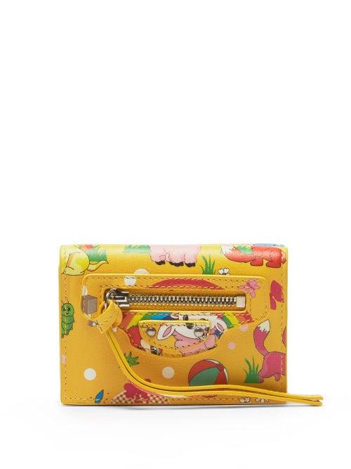 Balenciaga - Neo Classic Puppy-print Leather Wallet - Womens - Yellow Multi