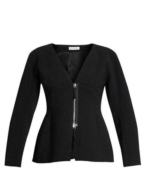 Matchesfashion.com Altuzarra - Campion Zip Up Collarless Jacket - Womens - Black