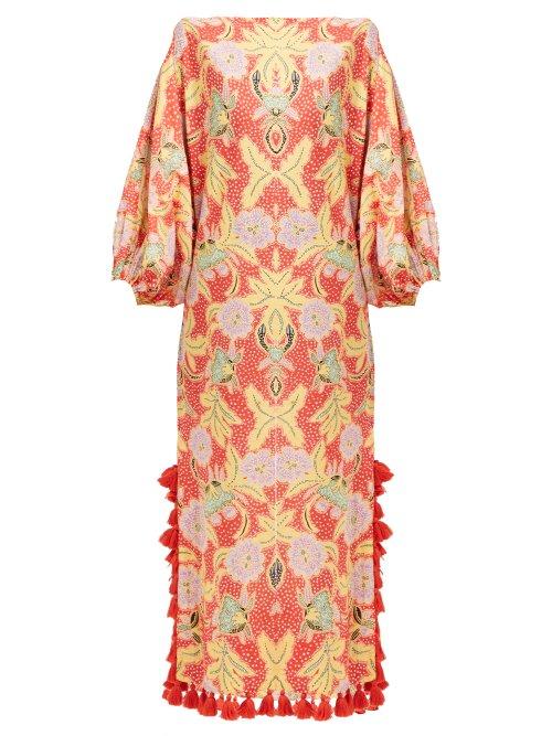 Matchesfashion.com Rhode Resort - Delilah Floral Print Cotton Midi Dress - Womens - Red Multi