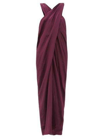 Matchesfashion.com Thea - The Nyx Crossover Silk Crepe De Chine Dress - Womens - Purple