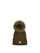 Moncler Fur-pompom Wool Beanie Hat