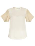 Matchesfashion.com Jil Sander - Acorn Structured Sleeve Silk Satin Top - Womens - Cream