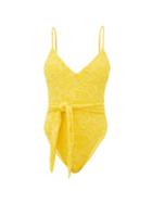 Matchesfashion.com Mara Hoffman - Gamela Tie-front Seersucker Swimsuit - Womens - Yellow