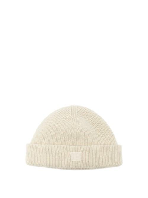 Matchesfashion.com Acne Studios - Face-patch Ribbed Wool Beanie - Mens - Beige