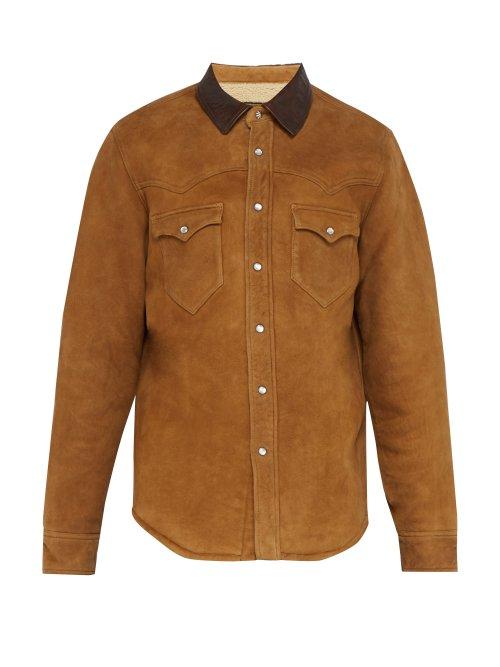 Matchesfashion.com Rrl - Leather Collar Suede Jacket - Mens - Brown