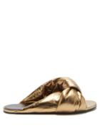 Balenciaga - Drapy Knotted Padded Leather Slides - Womens - Gold