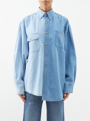 E.l.v. Denim - The Contrast Denim Shirt - Womens - Blue Multi