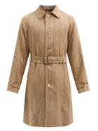 Matchesfashion.com Ralph Lauren Purple Label - Belted Silk Herringbone-tweed Single-breasted Coat - Mens - Light Brown