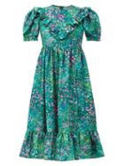 Matchesfashion.com Batsheva - May Ruffled Floral-print Cotton Dress - Womens - Green Print